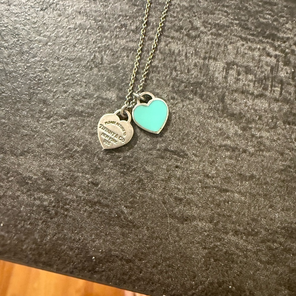 Tiffany blue 2 heart necklace